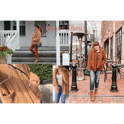 Durable Autumn Winter Faux Fur Coat For Women Casual Warm Soft Zipper Fur Jacket Plush Overcoat Pocket Plus Size Teddy Coat For Female